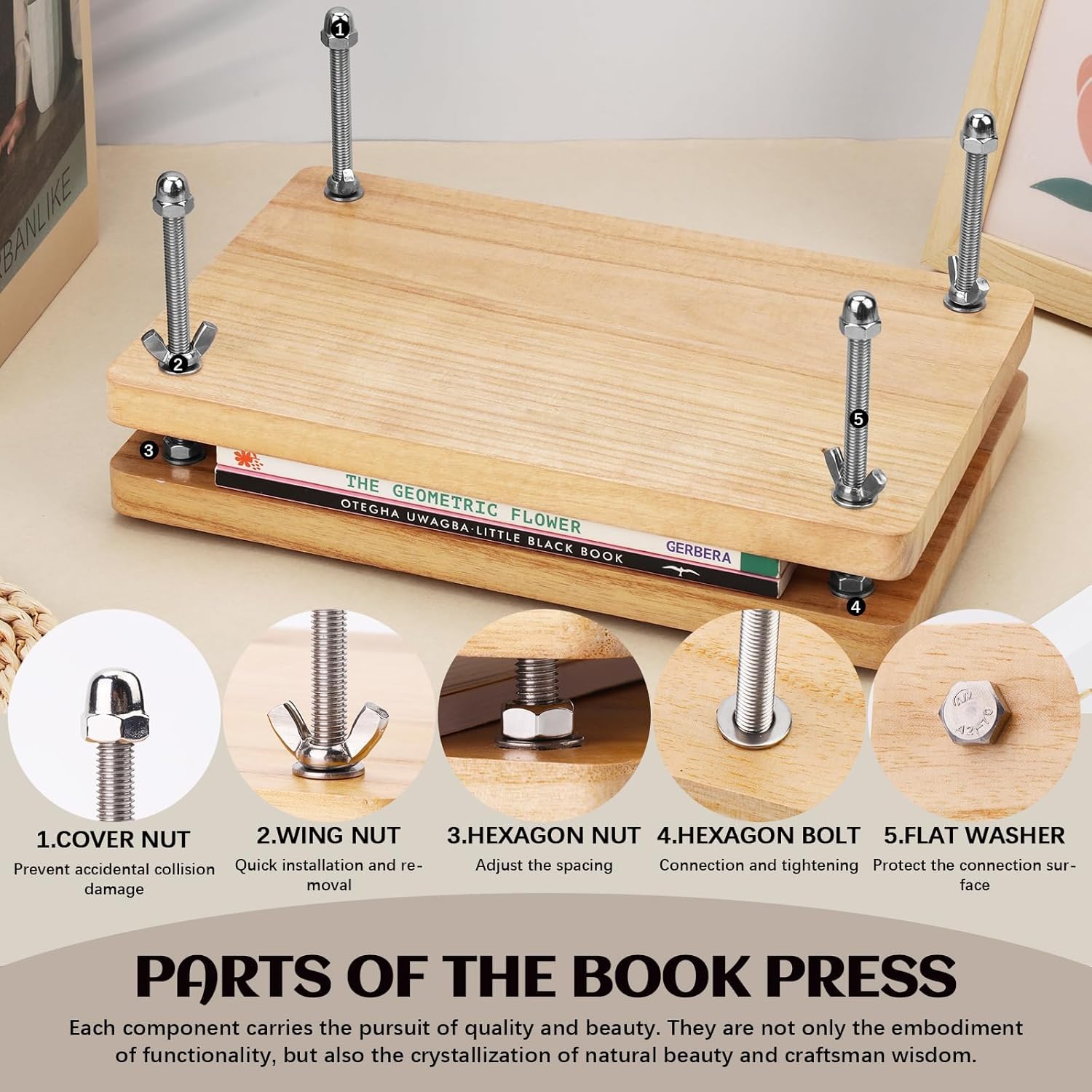 Binding Machine Comb - Wooden Book Press, Binding Tool, Flat