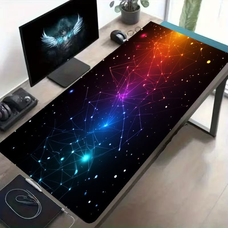 Office Tech Background - Brand XL Desk Mat Iron Art